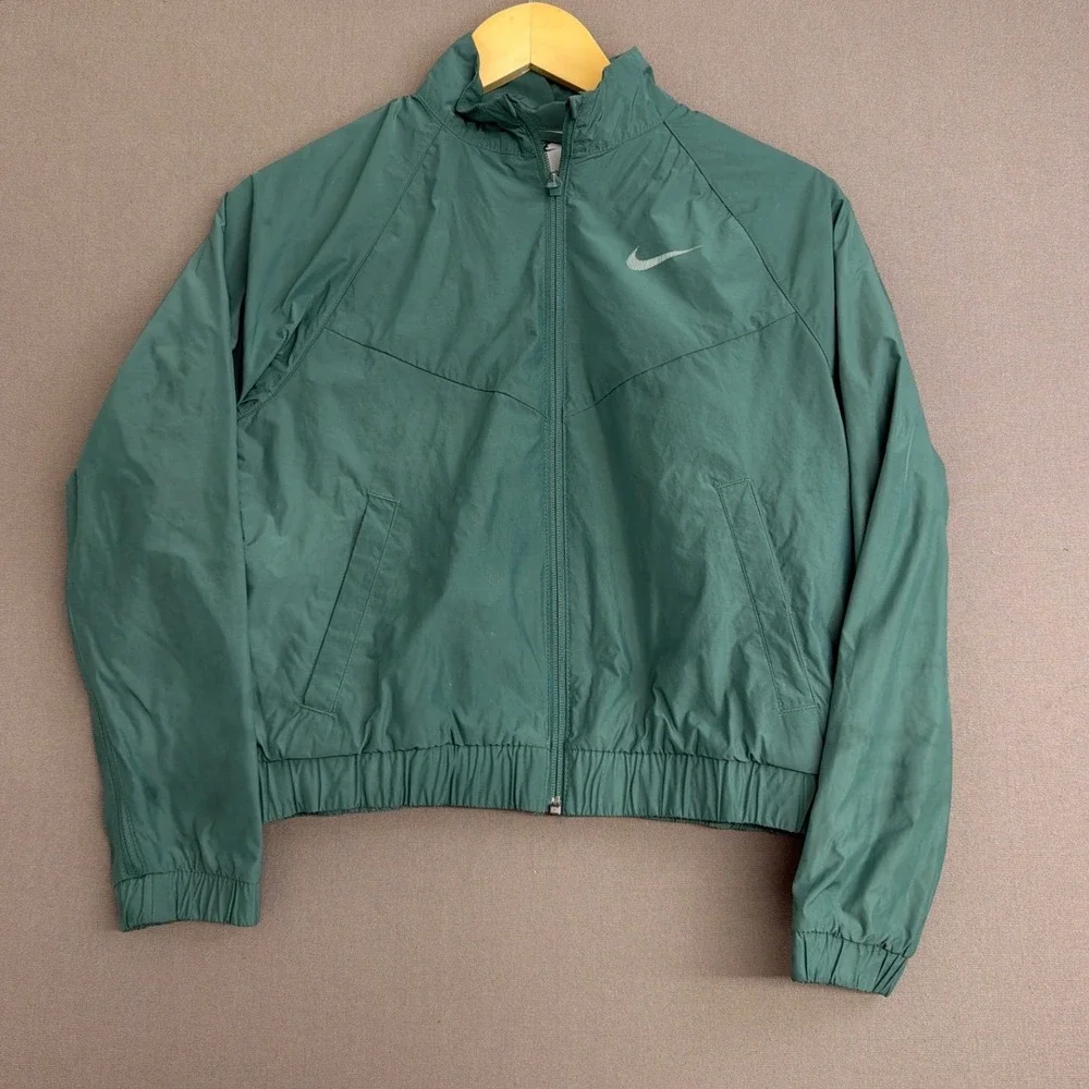 Nike Kids Sportswear Full Zip Windbreaker Jacket Teal Green Big Swoosh Large